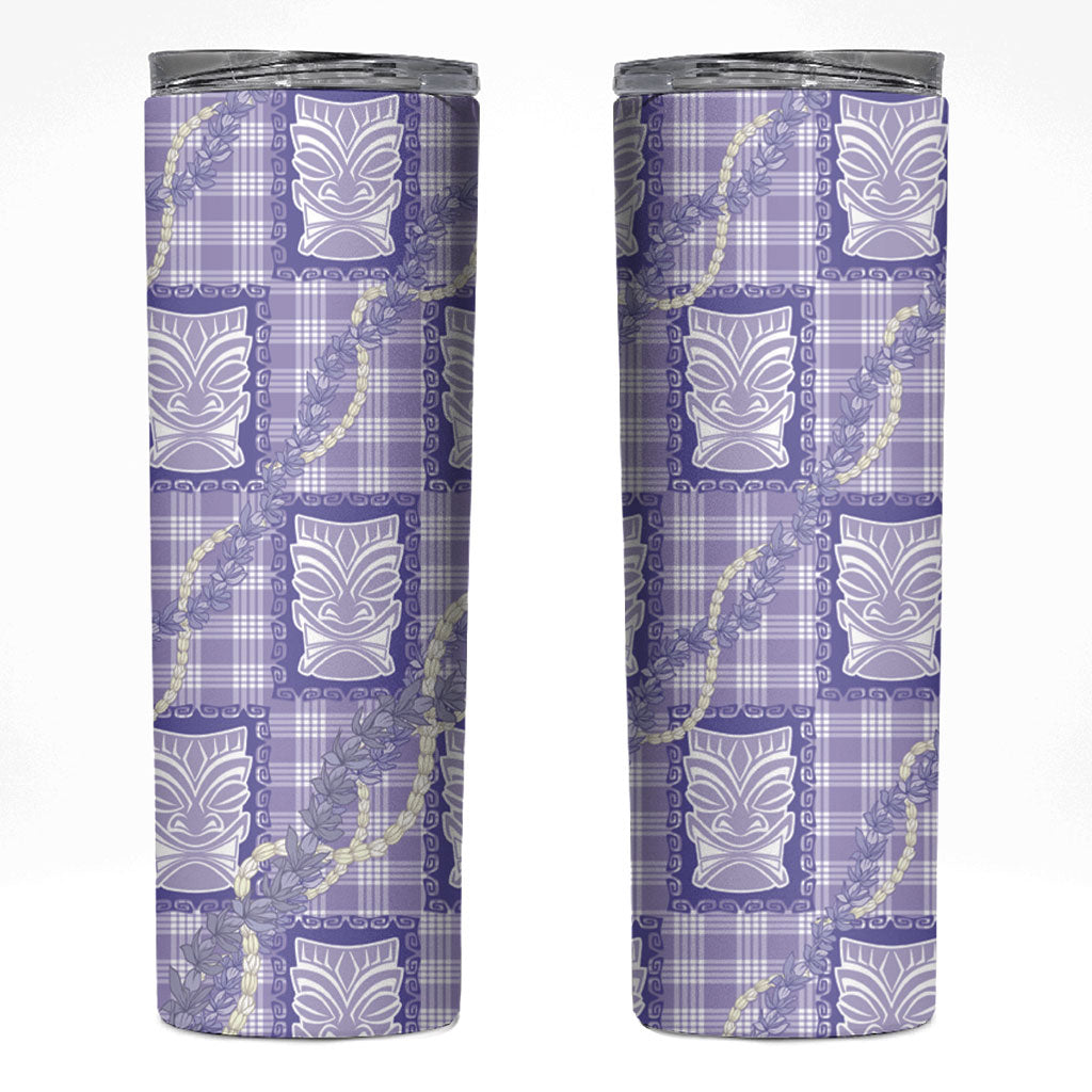 Aloha Hawaii Tiki Palaka Motifs Skinny Tumbler Honohono Lei Purple Elegant Vibes LT14 Purple - Polynesian Pride