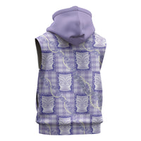 Aloha Hawaii Tiki Palaka Motifs Sleeveless Zip Hoodie Honohono Lei Purple Elegant Vibes LT14 - Polynesian Pride