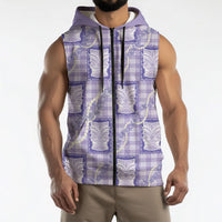 Aloha Hawaii Tiki Palaka Motifs Sleeveless Zip Hoodie Honohono Lei Purple Elegant Vibes LT14 - Polynesian Pride