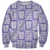 Aloha Hawaii Tiki Palaka Motifs Sweatshirt Honohono Lei Purple Elegant Vibes