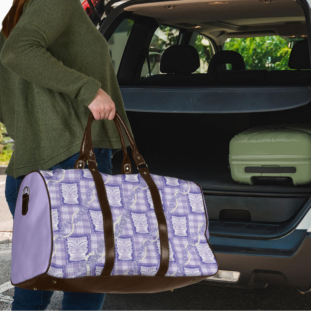 Aloha Hawaii Tiki Palaka Motifs Travel Bag Honohono Lei Purple Elegant Vibes LT14 - Polynesian Pride