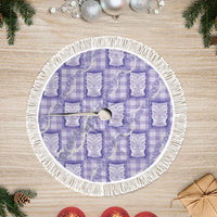Aloha Hawaii Tiki Palaka Motifs Tree Skirt Honohono Lei Purple Elegant Vibes LT14 Fringed Purple - Polynesian Pride