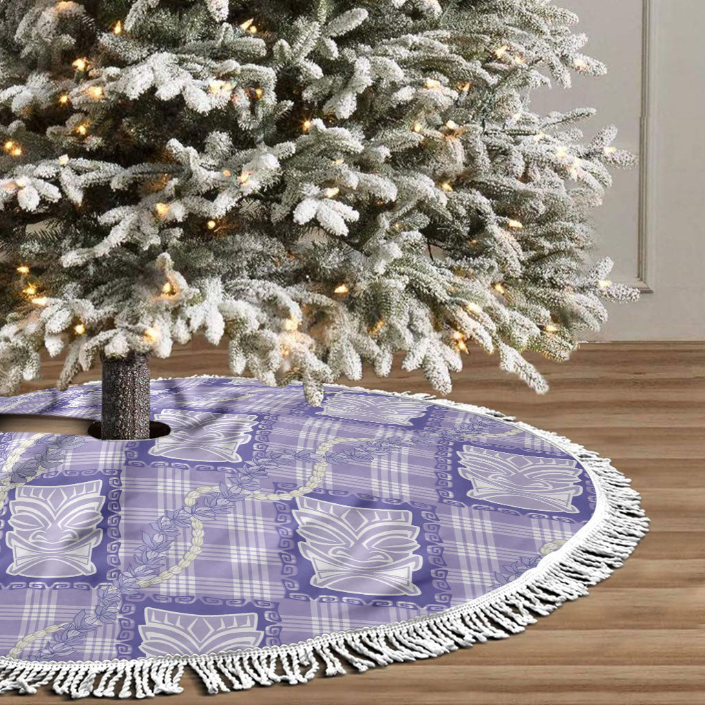 Aloha Hawaii Tiki Palaka Motifs Tree Skirt Honohono Lei Purple Elegant Vibes LT14 - Polynesian Pride