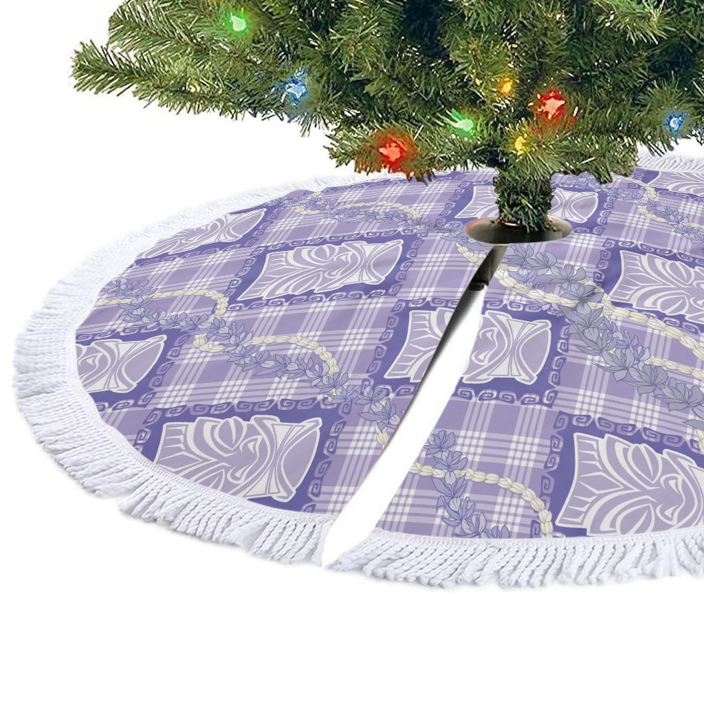 Aloha Hawaii Tiki Palaka Motifs Tree Skirt Honohono Lei Purple Elegant Vibes LT14 - Polynesian Pride