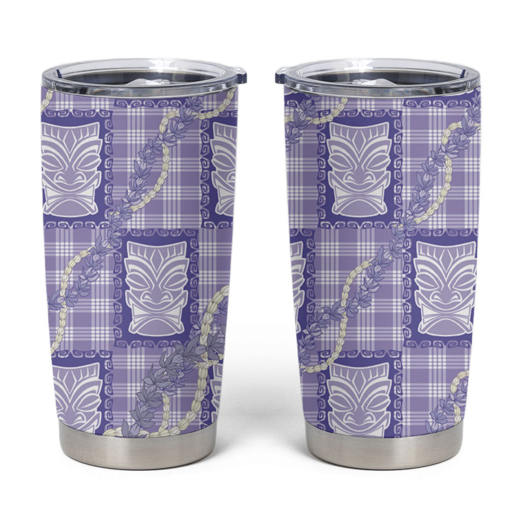 Aloha Hawaii Tiki Palaka Motifs Tumbler Cup Honohono Lei Purple Elegant Vibes
