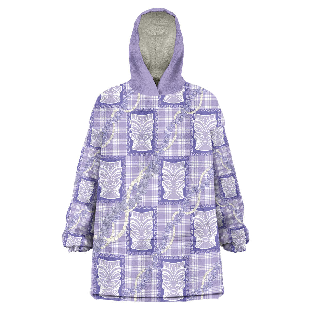 Aloha Hawaii Tiki Palaka Motifs Wearable Blanket Hoodie Honohono Lei Purple Elegant Vibes LT14 One Size Purple - Polynesian Pride