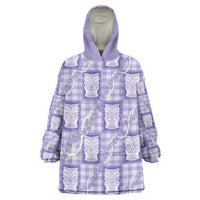 Aloha Hawaii Tiki Palaka Motifs Wearable Blanket Hoodie Honohono Lei Purple Elegant Vibes LT14 One Size Purple - Polynesian Pride