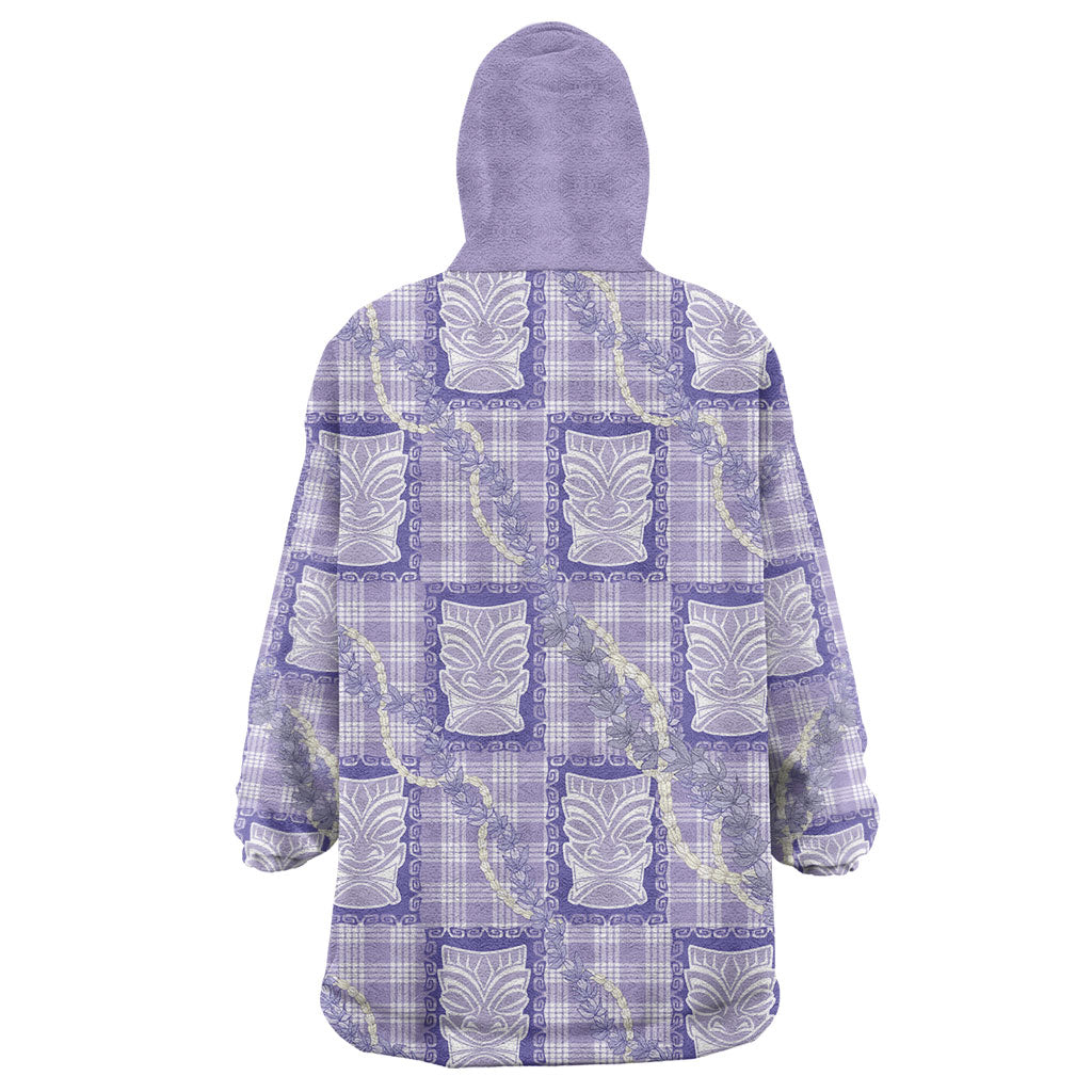 Aloha Hawaii Tiki Palaka Motifs Wearable Blanket Hoodie Honohono Lei Purple Elegant Vibes LT14 - Polynesian Pride