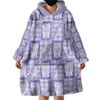 Aloha Hawaii Tiki Palaka Motifs Wearable Blanket Hoodie Honohono Lei Purple Elegant Vibes LT14 - Polynesian Pride