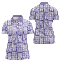 Aloha Hawaii Tiki Palaka Motifs Women Polo Shirt Honohono Lei Purple Elegant Vibes LT14 - Polynesian Pride