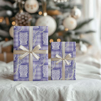 Aloha Hawaii Tiki Palaka Motifs Wrapping Paper Honohono Lei Purple Elegant Vibes
