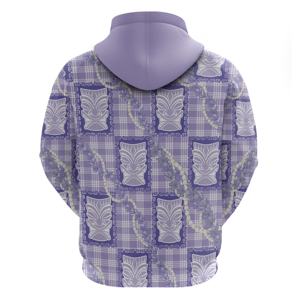 Aloha Hawaii Tiki Palaka Motifs Zip Hoodie Honohono Lei Purple Elegant Vibes LT14 - Polynesian Pride