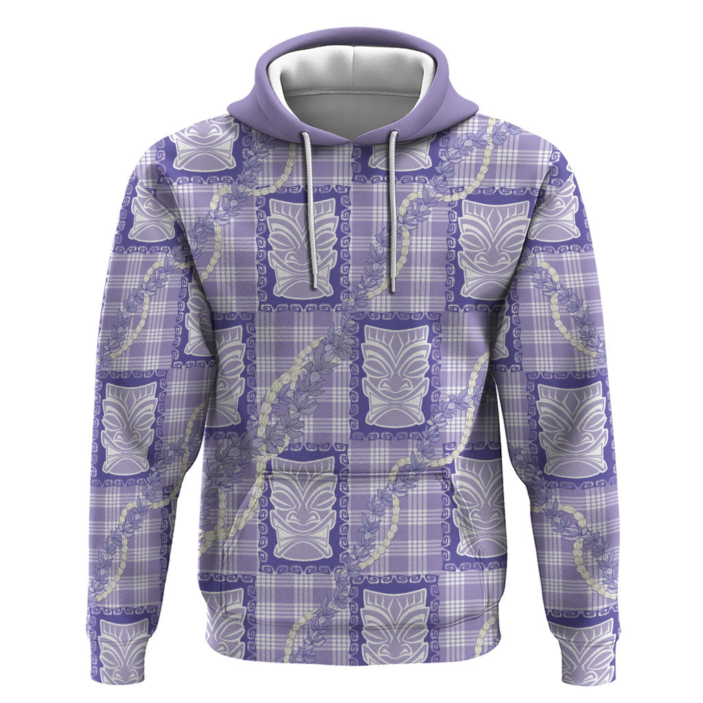 Aloha Hawaii Tiki Palaka Motifs Zip Hoodie Honohono Lei Purple Elegant Vibes LT14 Pullover Hoodie Purple - Polynesian Pride