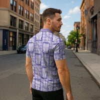 Aloha Hawaii Tiki Palaka Motifs Zipper Polo Shirt Honohono Lei Purple Elegant Vibes LT14 - Polynesian Pride