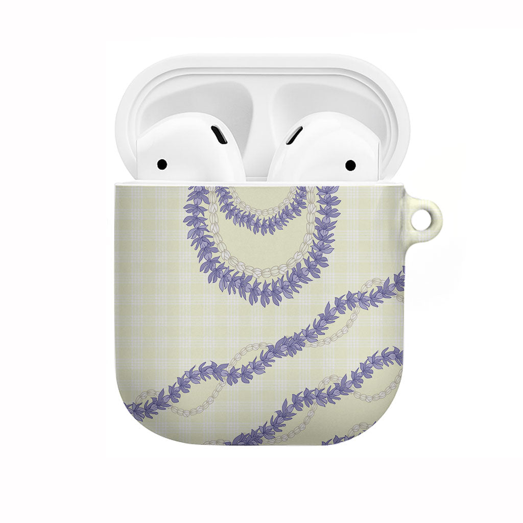 Hawaii Honohono Palaka Motifs AirPods Case Hawaiian Orchid Lei