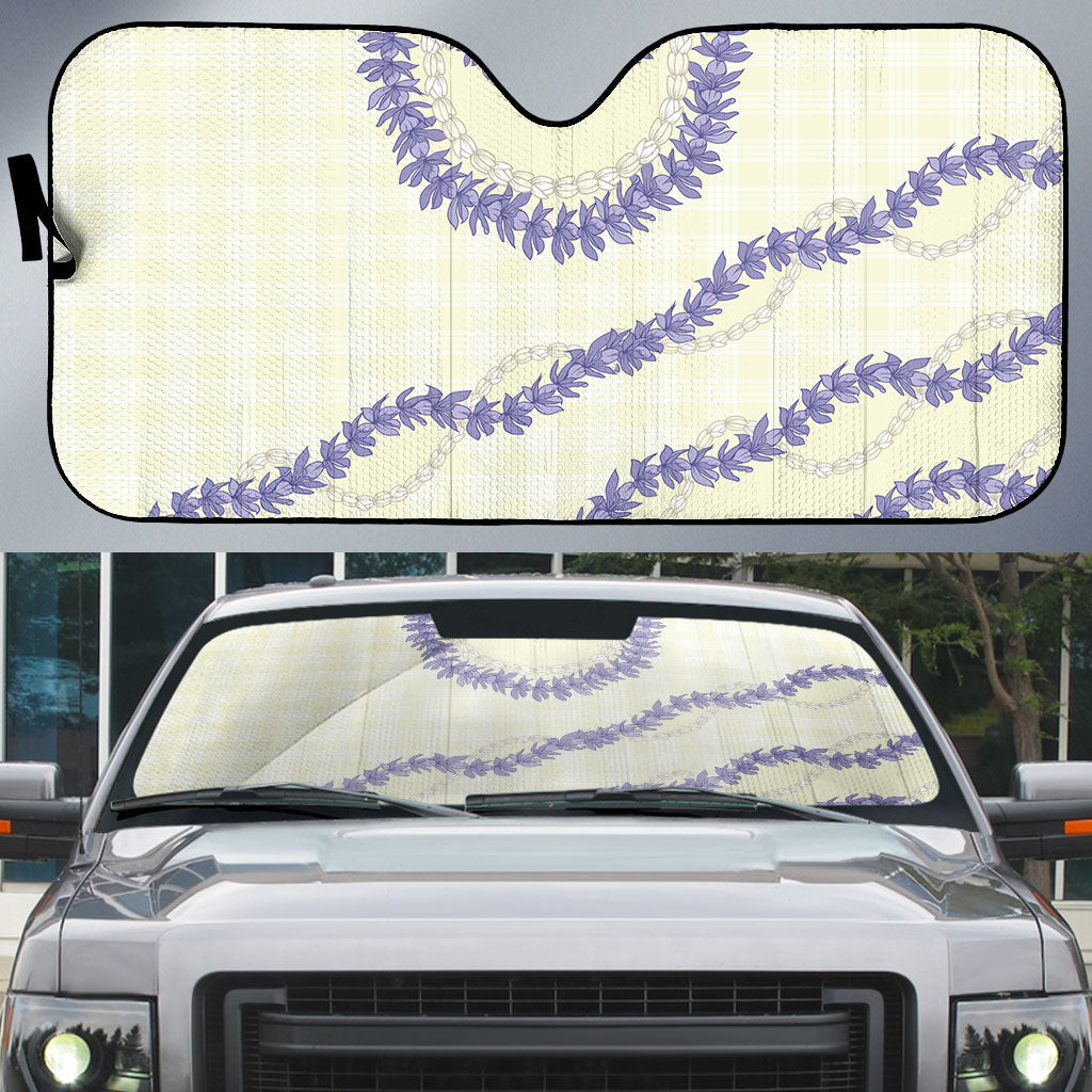 Hawaii Honohono Palaka Motifs Auto Sun Shade Hawaiian Orchid Lei