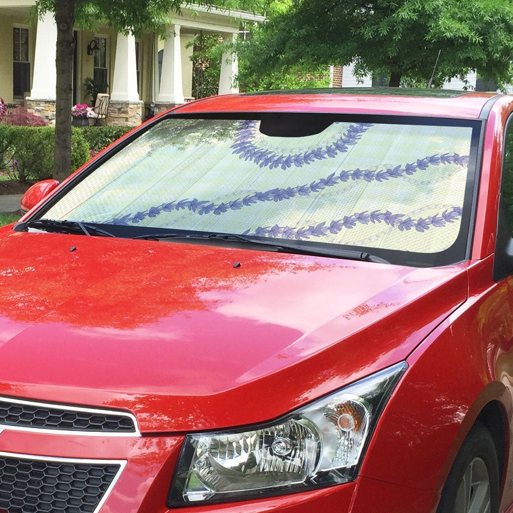 Hawaii Honohono Palaka Motifs Auto Sun Shade Hawaiian Orchid Lei