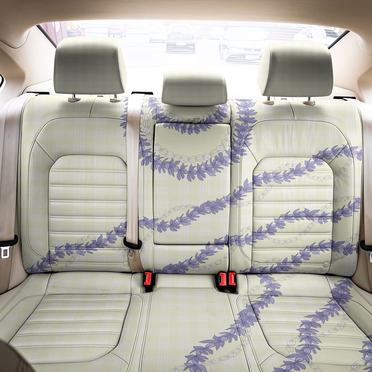 Hawaii Honohono Palaka Motifs Back Car Seat Cover Hawaiian Orchid Lei