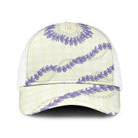 Hawaii Honohono Palaka Motifs Baseball Net Cap Hawaiian Orchid Lei LT14 One Size White Cream - Polynesian Pride
