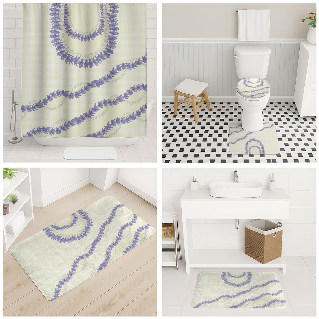 Hawaii Honohono Palaka Motifs Bathroom Set Hawaiian Orchid Lei