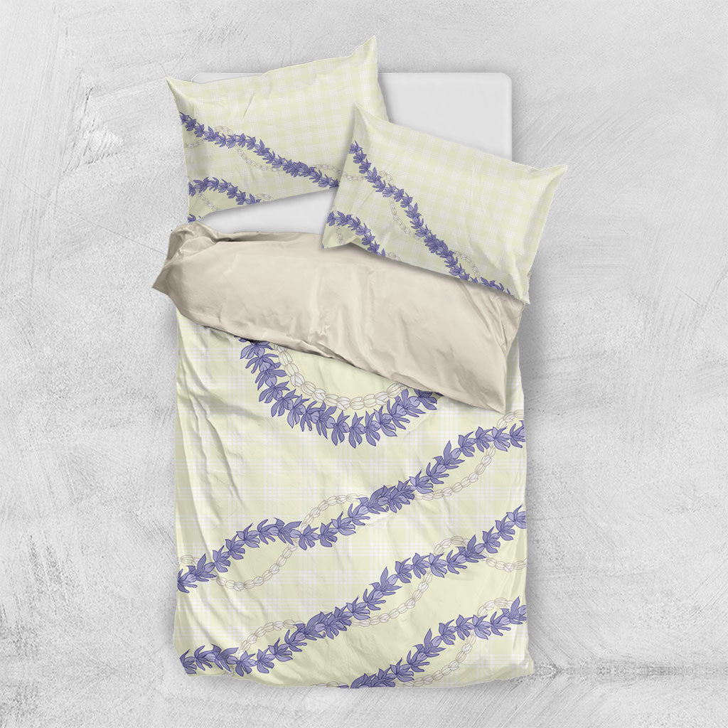 Hawaii Honohono Palaka Motifs Bedding Set Hawaiian Orchid Lei
