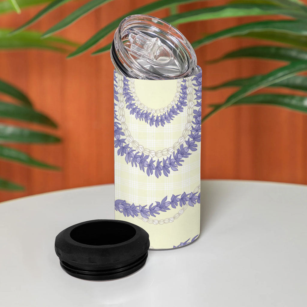 Hawaii Honohono Palaka Motifs 4 in 1 Can Cooler Tumbler Hawaiian Orchid Lei LT14 - Polynesian Pride