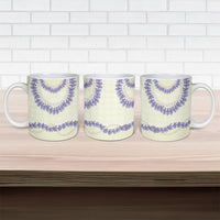 Hawaii Honohono Palaka Motifs Ceramic Mug Hawaiian Orchid Lei