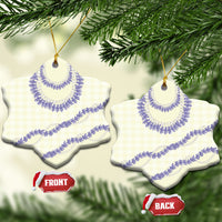 Hawaii Honohono Palaka Motifs Ceramic Ornament Hawaiian Orchid Lei LT14 Snow Flake Cream - Polynesian Pride