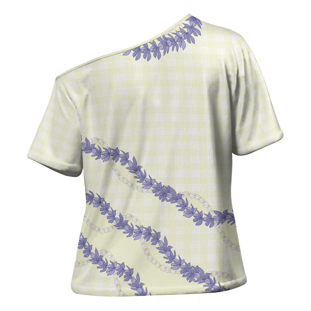 Hawaii Honohono Palaka Motifs Cross Shoulder Shirt Hawaiian Orchid Lei