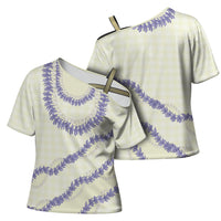 Hawaii Honohono Palaka Motifs Cross Shoulder Shirt Hawaiian Orchid Lei