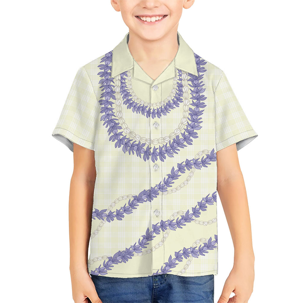 Hawaii Honohono Palaka Motifs Family Matching Off The Shoulder Long Sleeve Dress and Hawaiian Shirt Hawaiian Orchid Lei