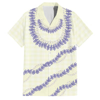 Hawaii Honohono Palaka Motifs Family Matching Off Shoulder Short Dress and Hawaiian Shirt Hawaiian Orchid Lei LT14 Dad's Shirt - Short Sleeve Cream - Polynesian Pride