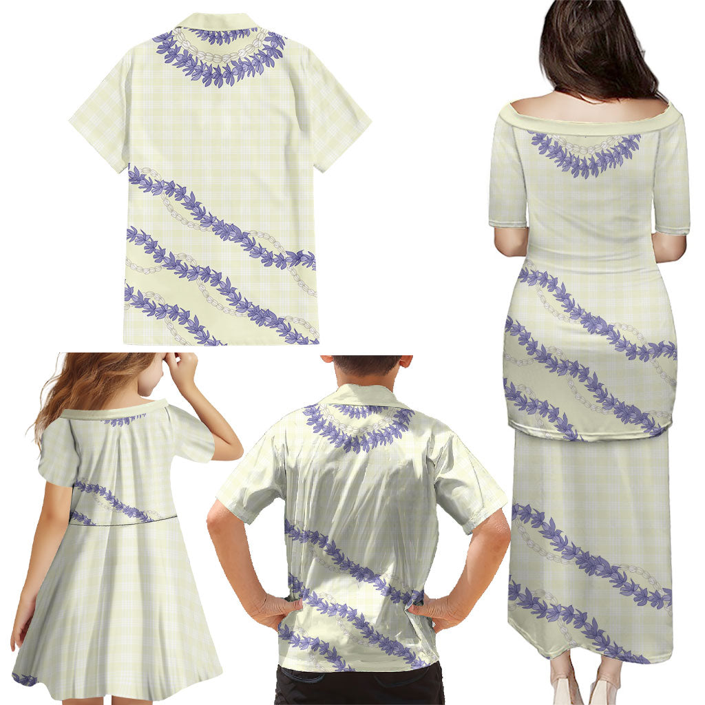 Hawaii Honohono Palaka Motifs Family Matching Puletasi and Hawaiian Shirt Hawaiian Orchid Lei LT14 - Polynesian Pride