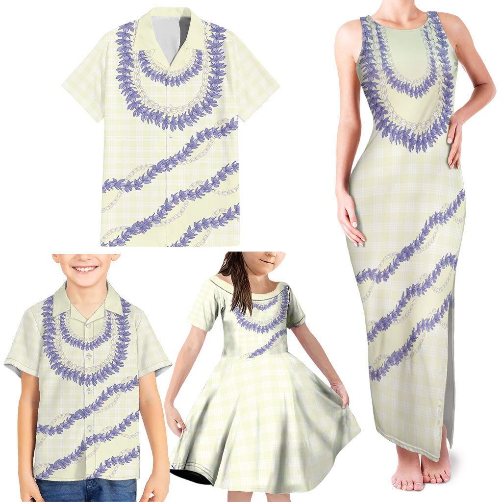Hawaii Honohono Palaka Motifs Family Matching Tank Maxi Dress and Hawaiian Shirt Hawaiian Orchid Lei LT14 - Polynesian Pride