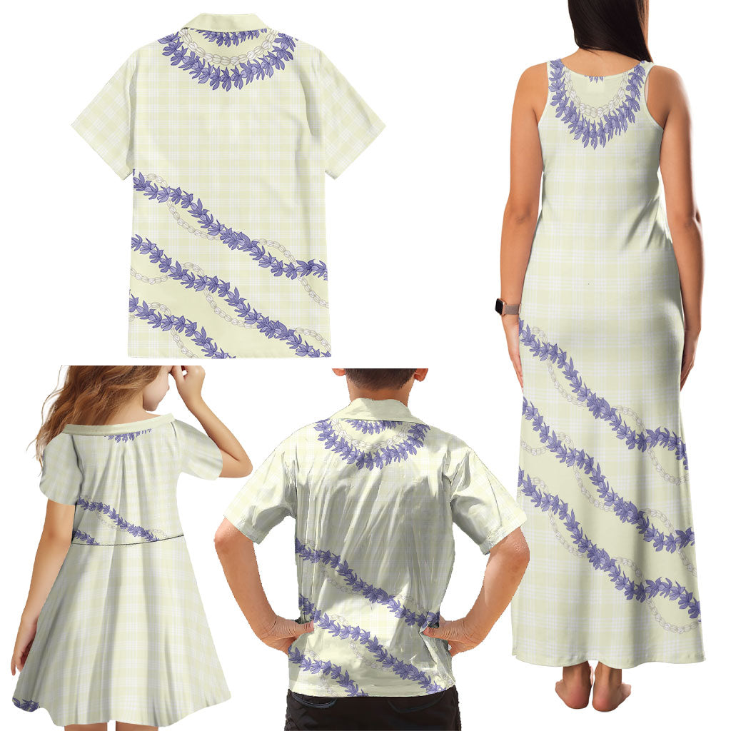 Hawaii Honohono Palaka Motifs Family Matching Tank Maxi Dress and Hawaiian Shirt Hawaiian Orchid Lei LT14 - Polynesian Pride