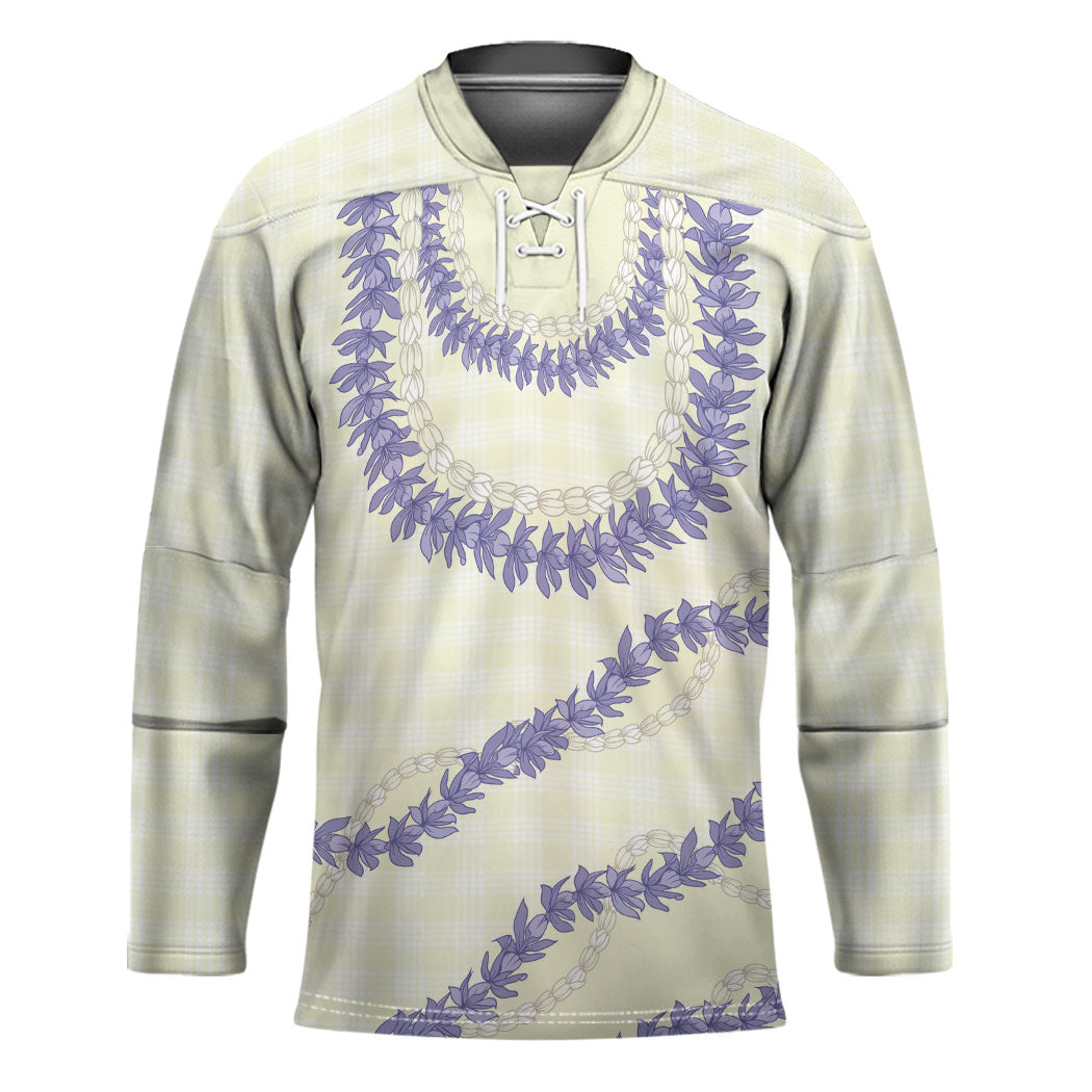 Hawaii Honohono Palaka Motifs Hockey Jersey Hawaiian Orchid Lei