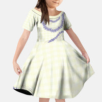 Hawaii Honohono Palaka Motifs Kid Short Sleeve Dress Hawaiian Orchid Lei