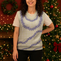 Hawaii Honohono Palaka Motifs Christmas Knitted V-Neck Vest Hawaiian Orchid Lei LT14 - Polynesian Pride
