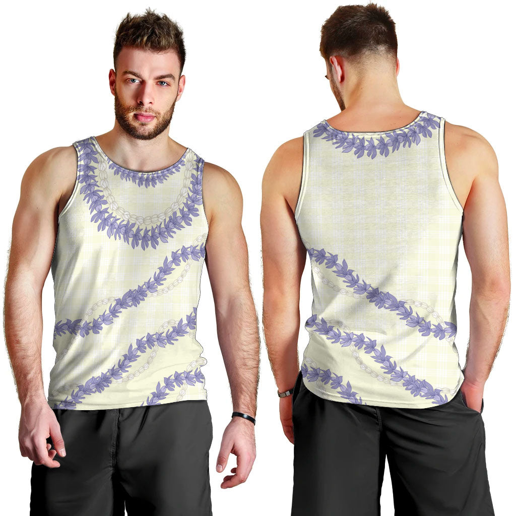 Hawaii Honohono Palaka Motifs Men Tank Top Hawaiian Orchid Lei