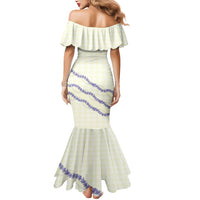 Hawaii Honohono Palaka Motifs Mermaid Dress Hawaiian Orchid Lei