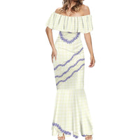 Hawaii Honohono Palaka Motifs Mermaid Dress Hawaiian Orchid Lei