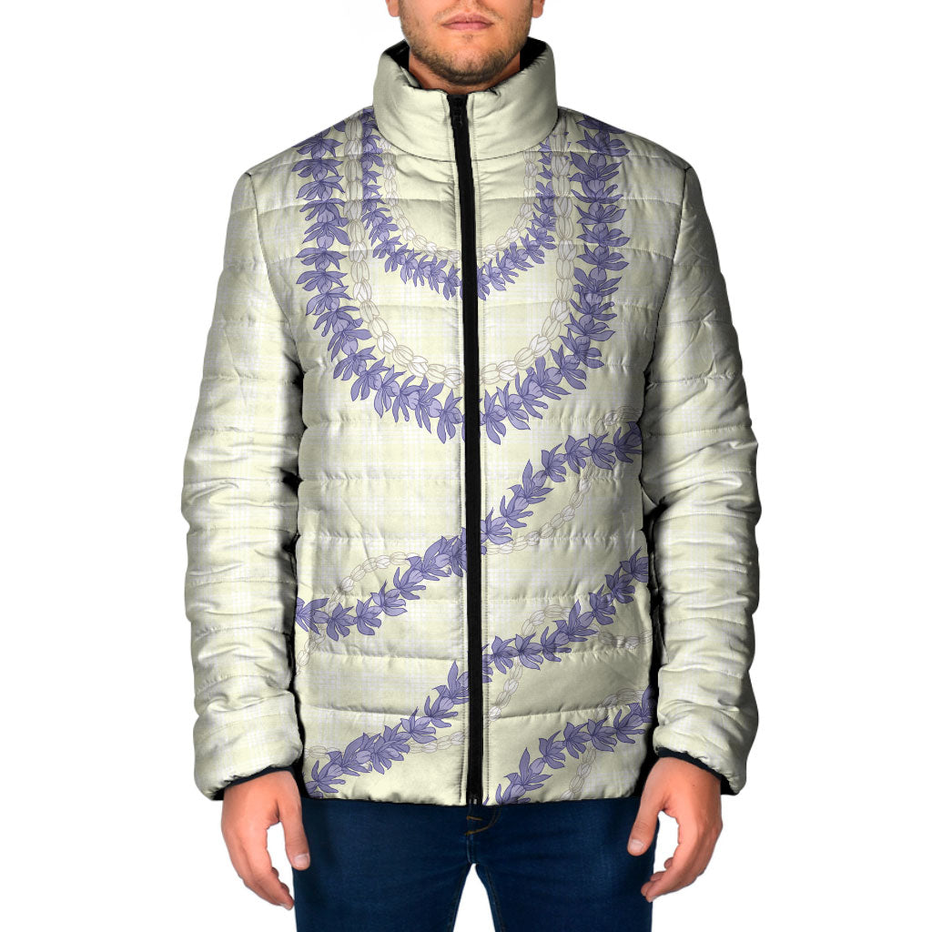 Hawaii Honohono Palaka Motifs Padded Jacket Hawaiian Orchid Lei