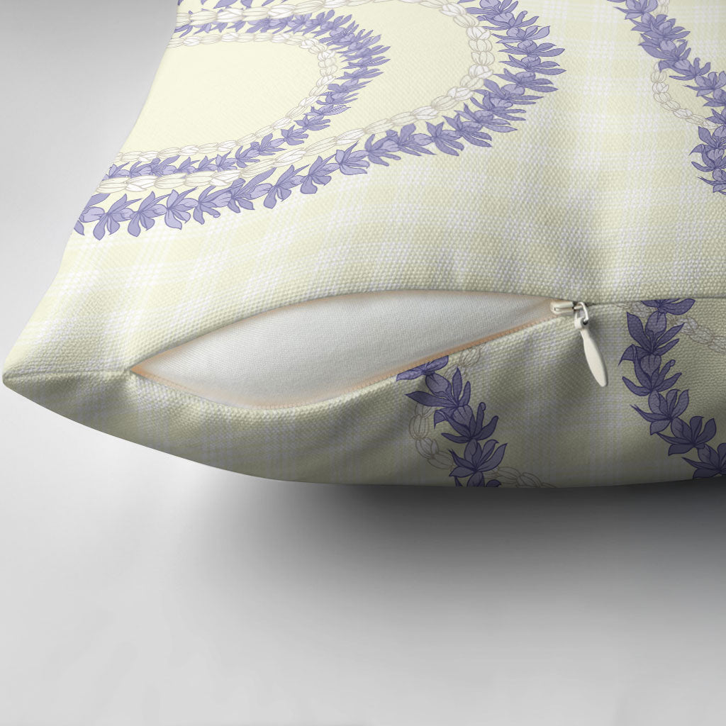 Hawaii Honohono Palaka Motifs Pillow Cover Hawaiian Orchid Lei
