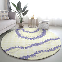 Hawaii Honohono Palaka Motifs Round Carpet Hawaiian Orchid Lei