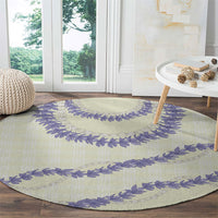 Hawaii Honohono Palaka Motifs Round Carpet Hawaiian Orchid Lei