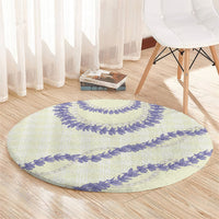 Hawaii Honohono Palaka Motifs Round Carpet Hawaiian Orchid Lei
