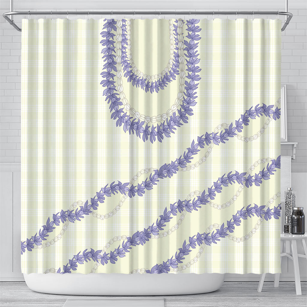 Hawaii Honohono Palaka Motifs Shower Curtain Hawaiian Orchid Lei