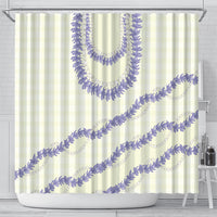 Hawaii Honohono Palaka Motifs Shower Curtain Hawaiian Orchid Lei