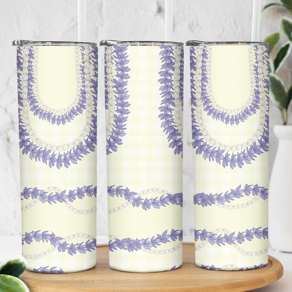 Hawaii Honohono Palaka Motifs Skinny Tumbler Hawaiian Orchid Lei