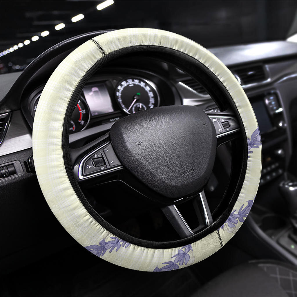 Hawaii Honohono Palaka Motifs Steering Wheel Cover Hawaiian Orchid Lei
